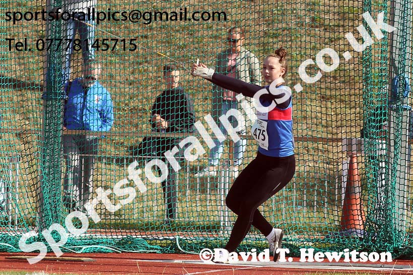 Womens under-17s hammer, 2018 Northern Under-17s/U-15s/U-13s Champs., Wavertree Athletics Centre, Liverpool. Photo: David T. Hewitson/Sports for All Pics